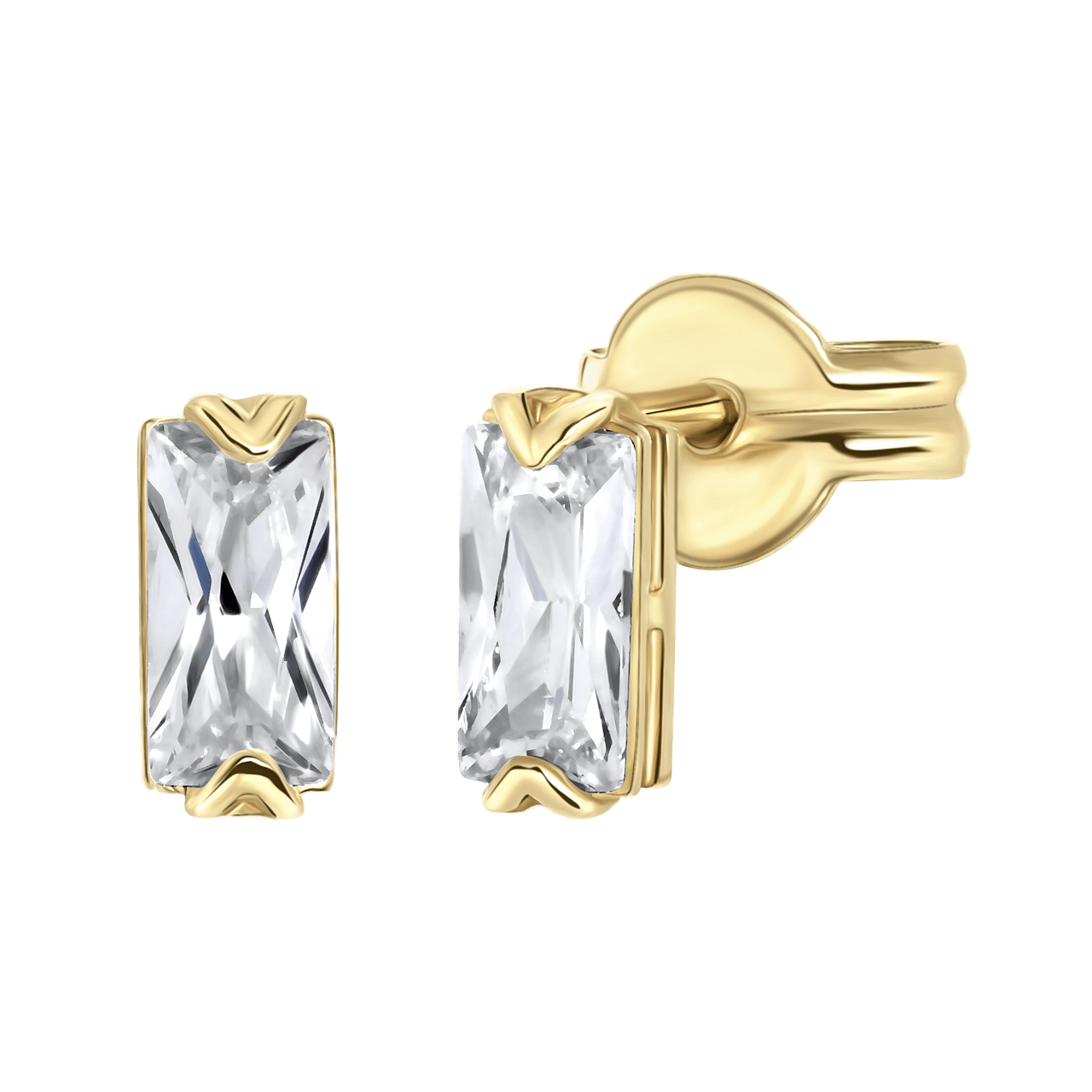 Ohrringe, 585 Gelbgold, Zirkonia, Rechteck