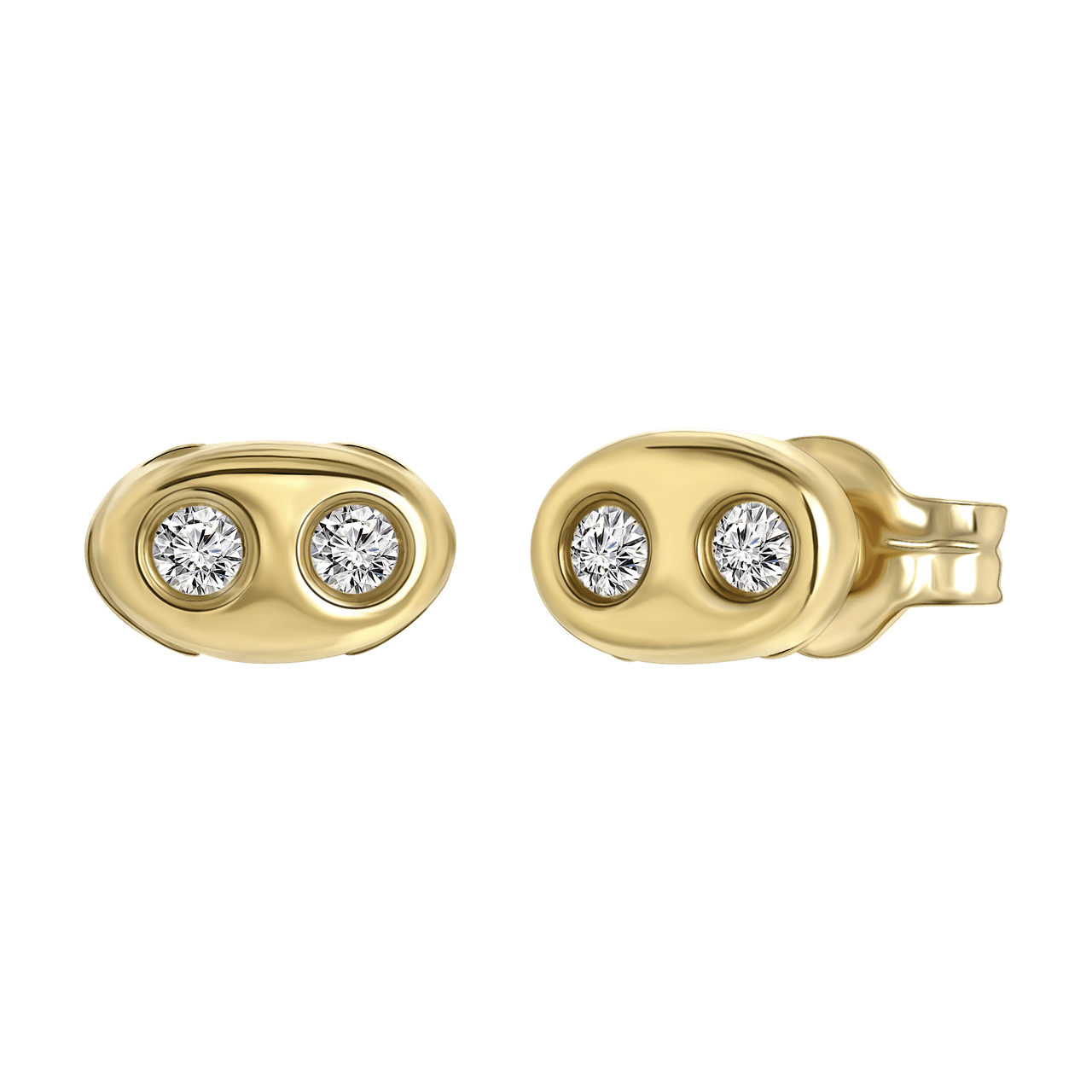 14 karaat geelgouden oorbellen met 2 zirkonia's