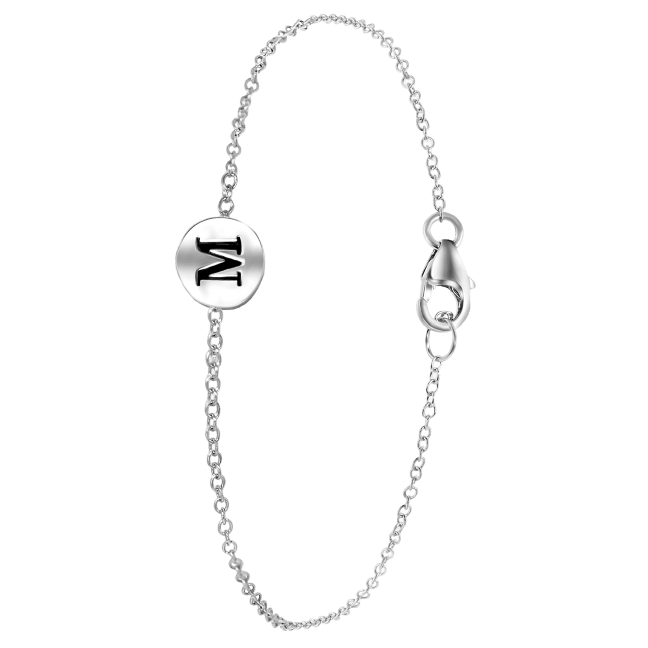 Zilveren armband alfabet rhodiumplated