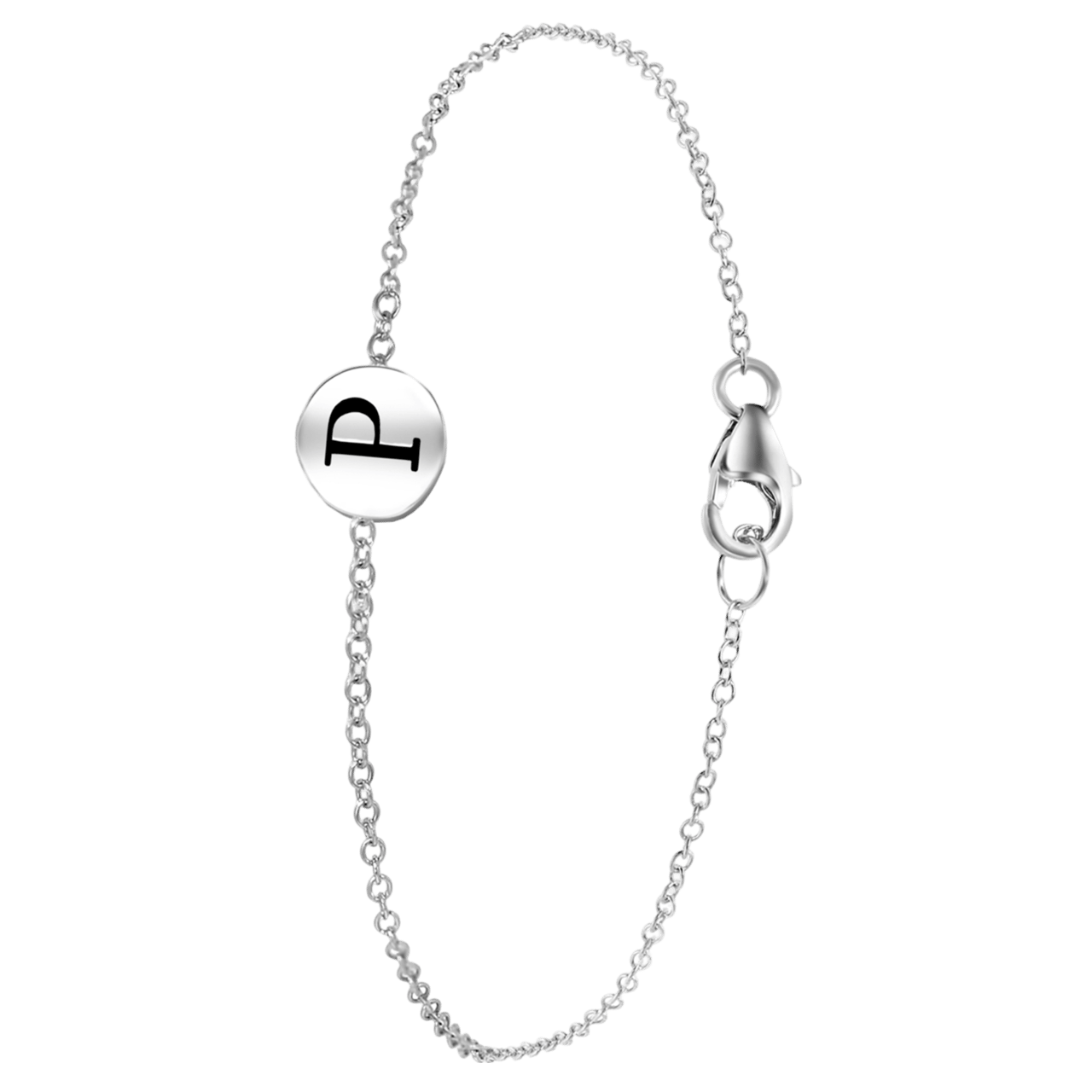 Zilveren armband alfabet rhodiumplated
