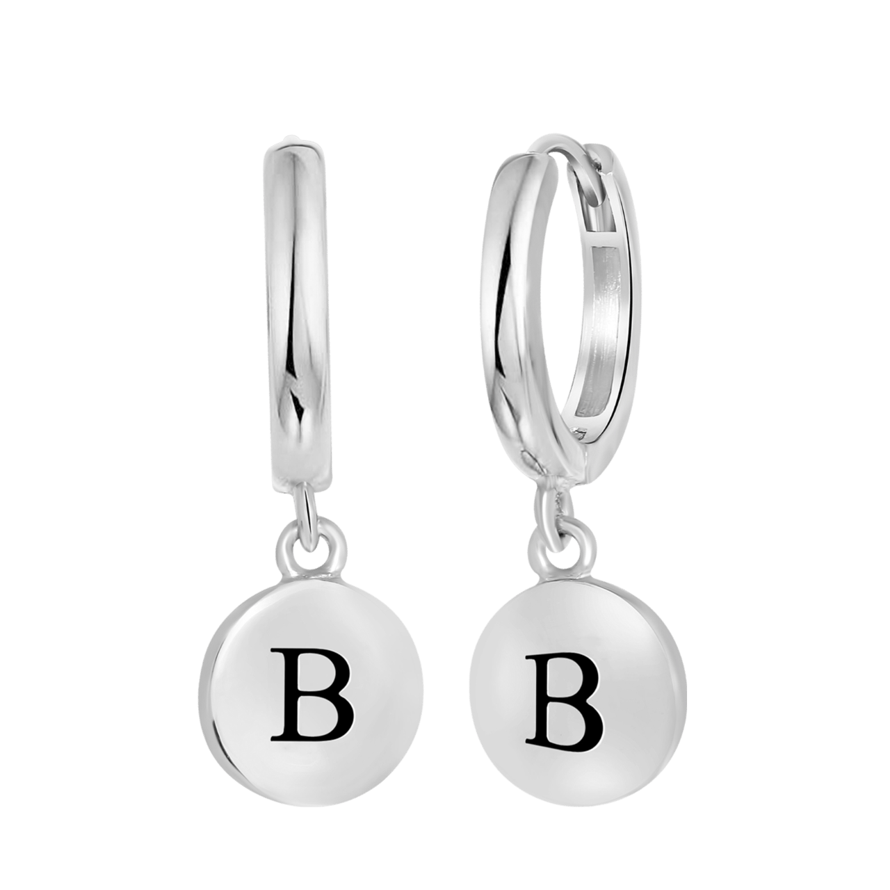 Ohrringe, 925 Silber, Buchstabe, rhodiniert