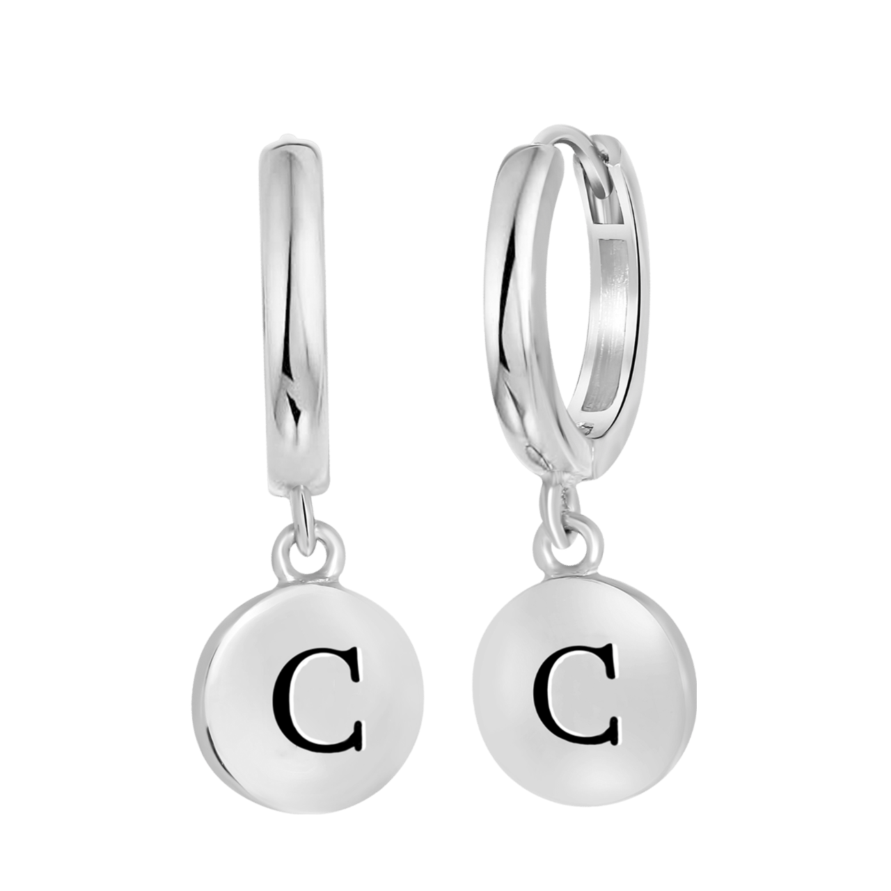 Zilveren oorringen alfabet rhodiumplated