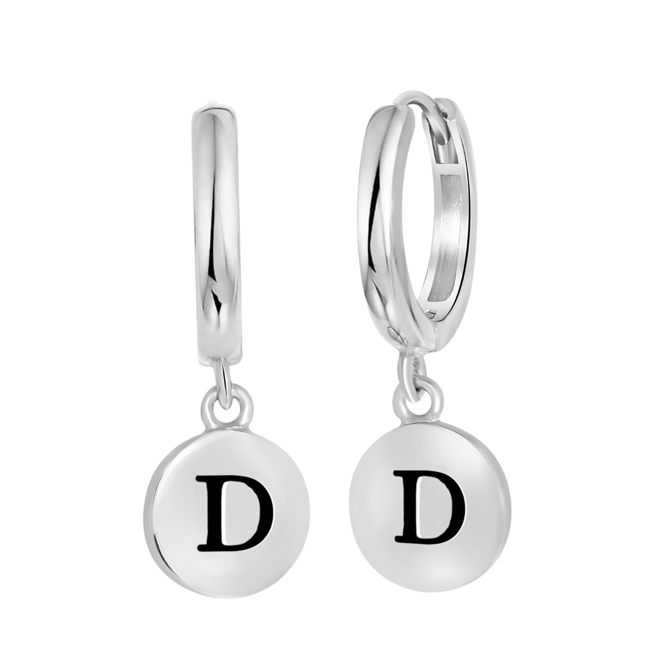 Zilveren oorringen alfabet rhodiumplated