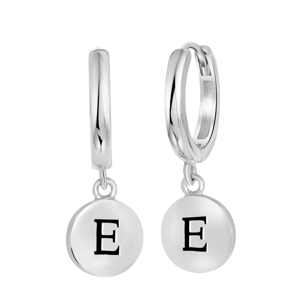 Ohrringe, 925 Silber, Buchstabe, rhodiniert