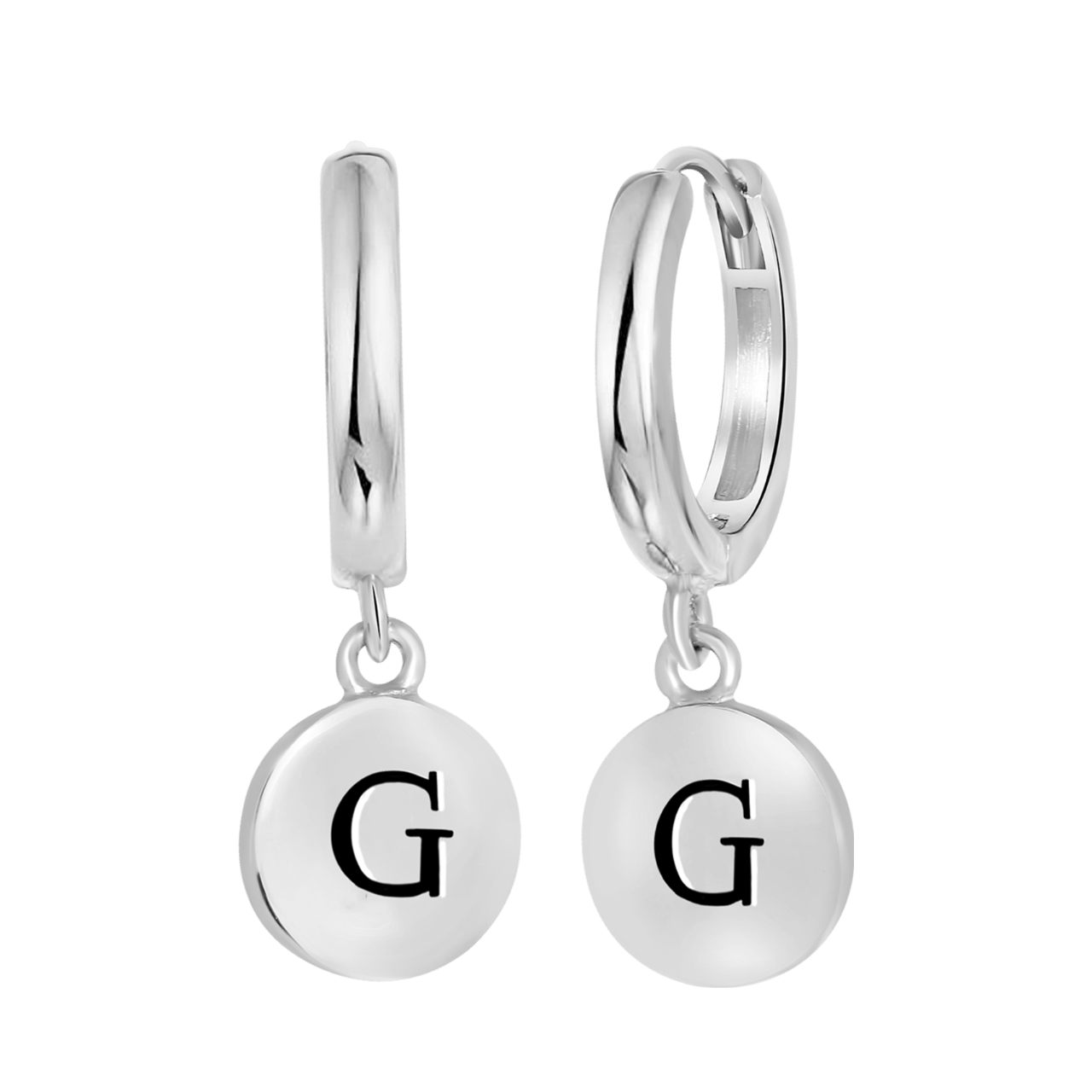 Ohrringe, 925 Silber, Buchstabe, rhodiniert