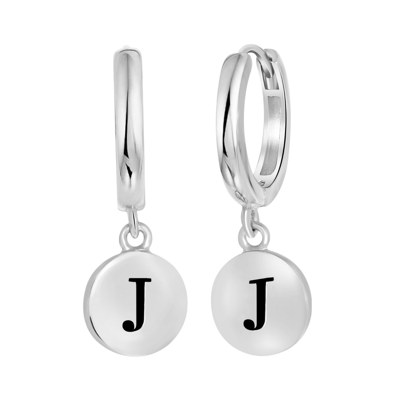 Zilveren oorringen alfabet rhodiumplated