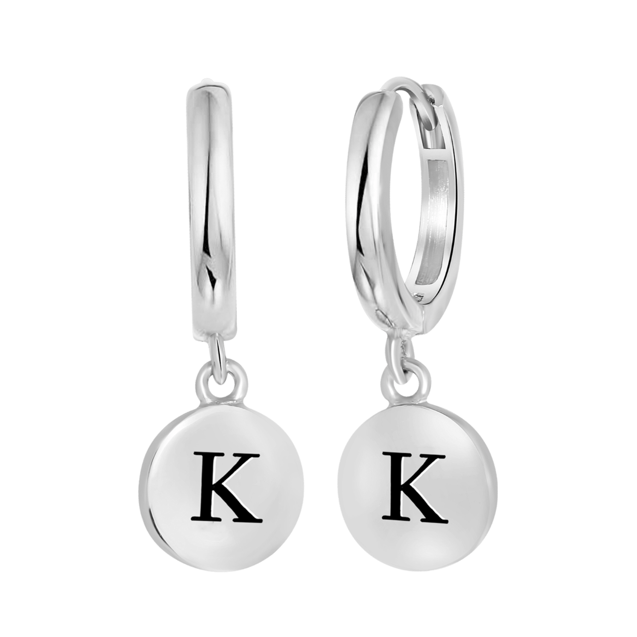 Zilveren oorringen alfabet rhodiumplated