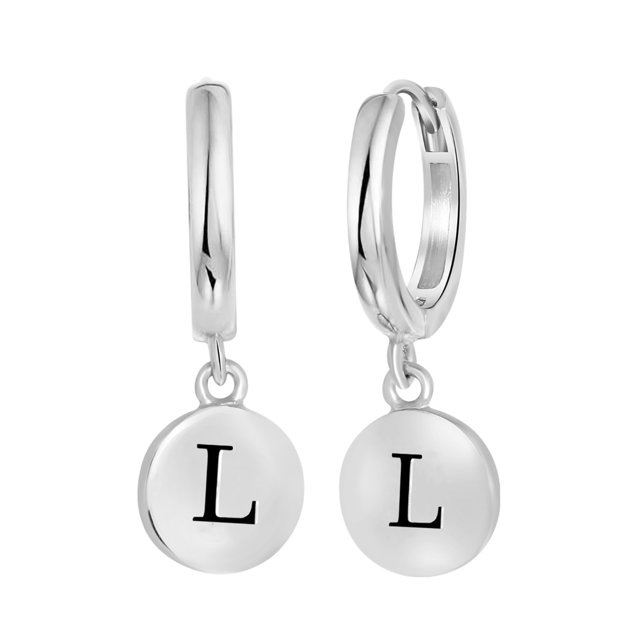 Zilveren oorringen alfabet rhodiumplated
