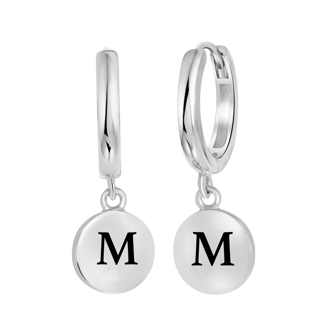 Ohrringe, 925 Silber, Buchstabe, rhodiniert