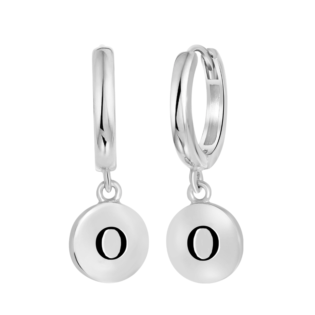 Ohrringe, 925 Silber, Buchstabe, rhodiniert