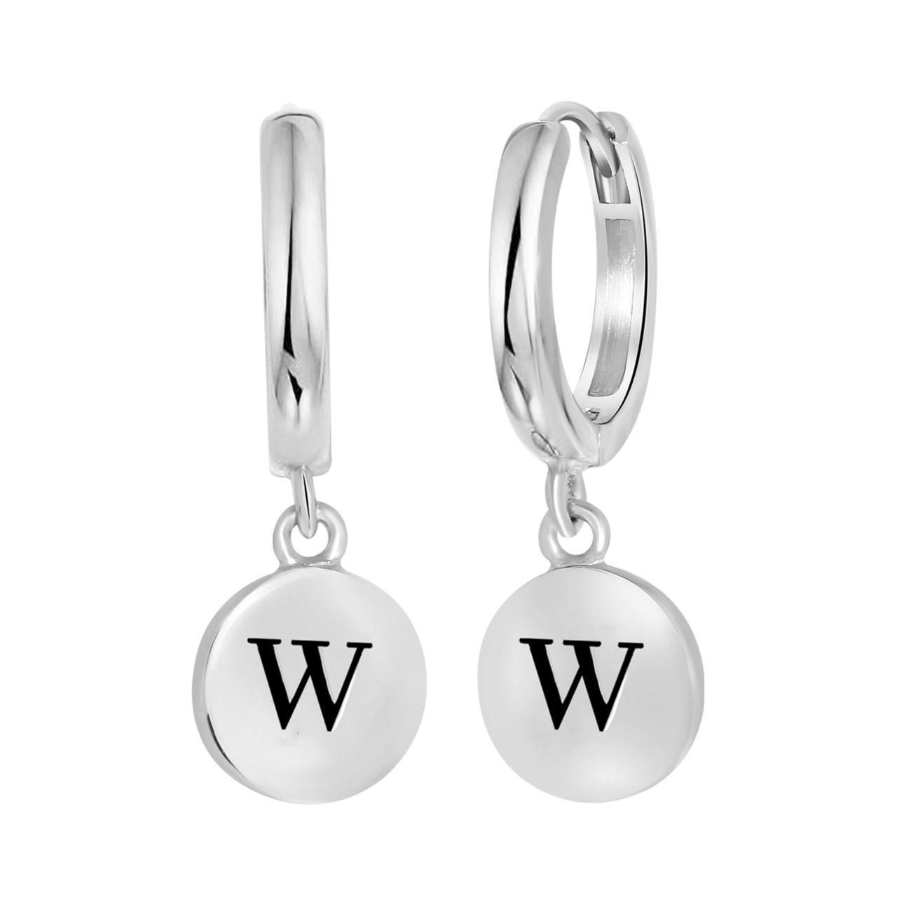 Zilveren oorringen alfabet rhodiumplated