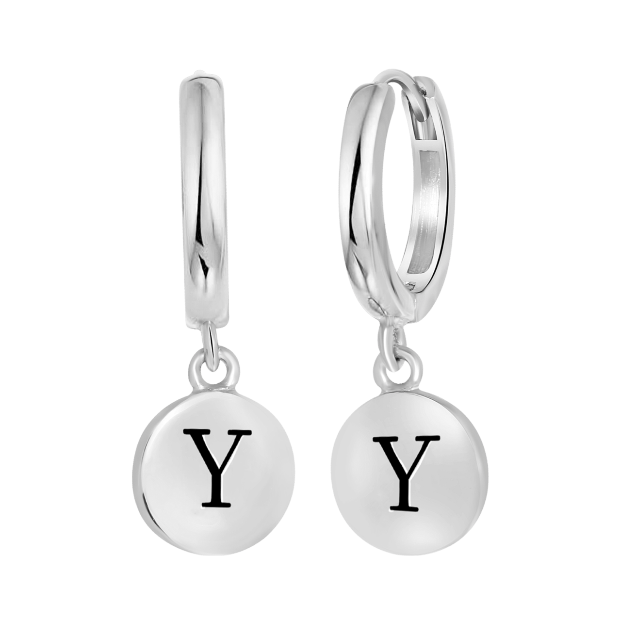 Zilveren oorringen alfabet rhodiumplated