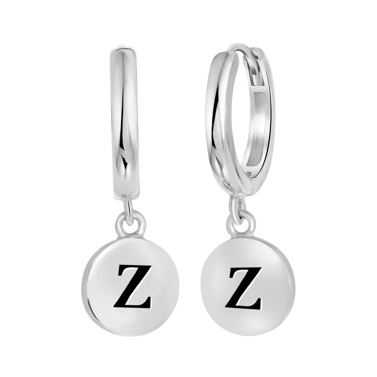 Ohrringe, 925 Silber, Buchstabe, rhodiniert