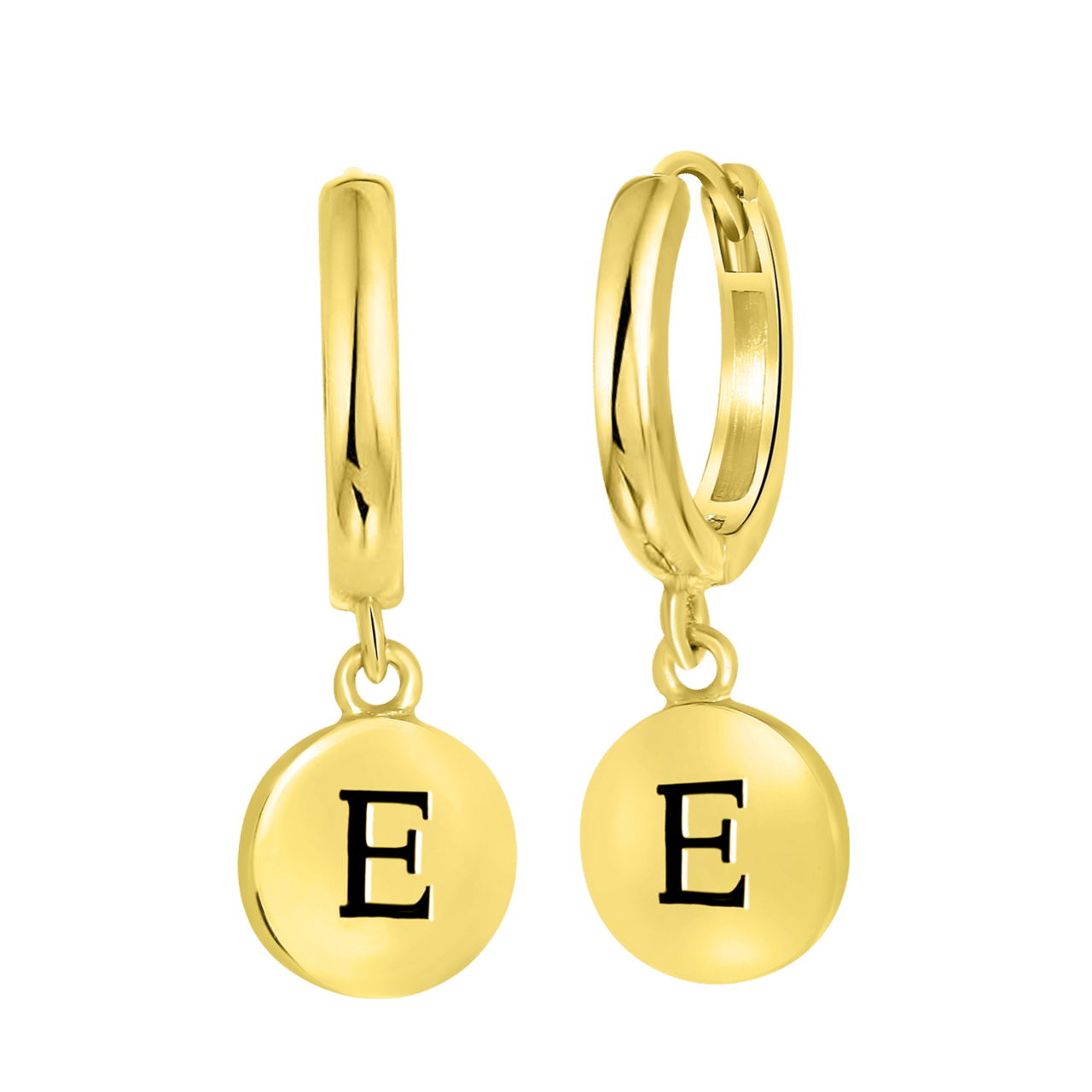 Zilveren goldplated oorringen met letterhanger voor dames