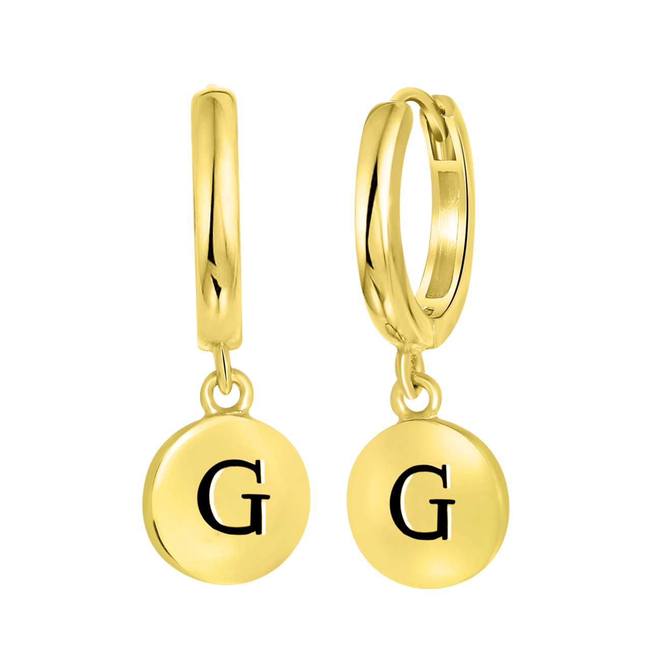Zilveren oorringen alfabet goldplated