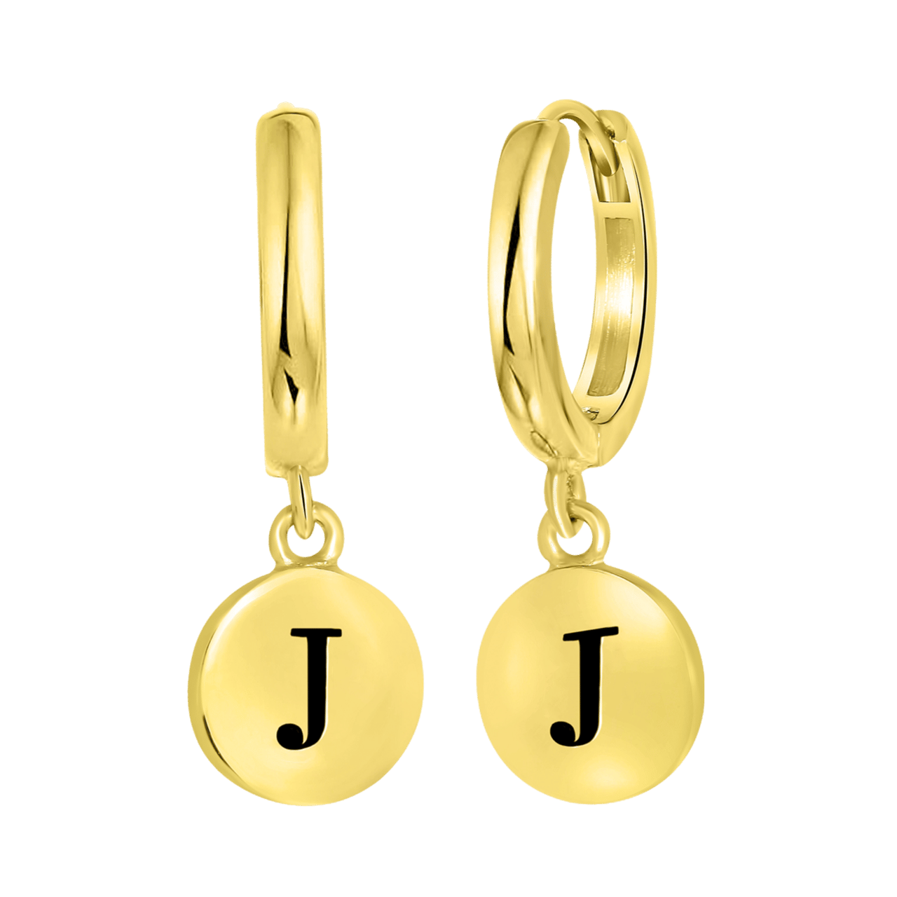 Zilveren goldplated oorringen met letterhanger voor dames