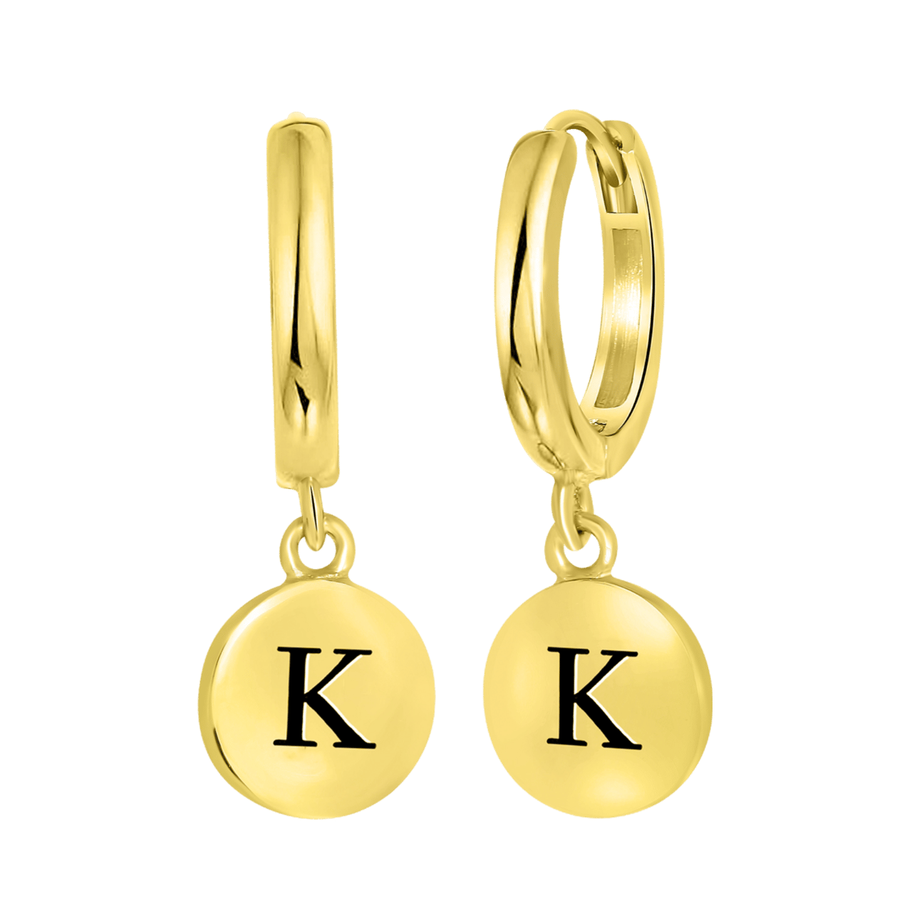 Zilveren oorringen alfabet goldplated