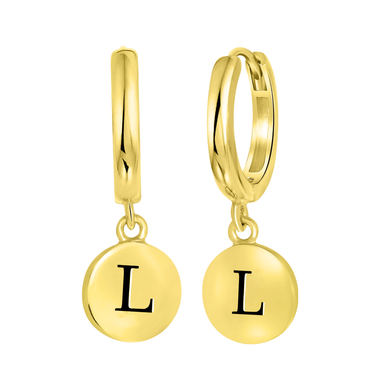 Zilveren oorringen alfabet goldplated