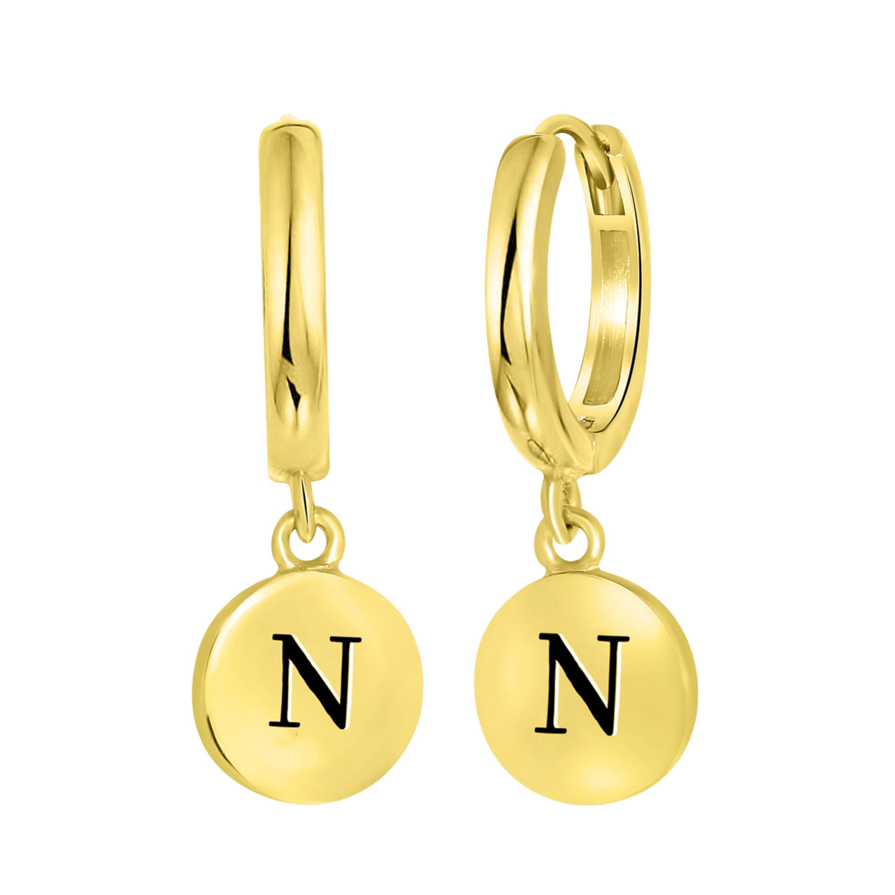 Zilveren oorringen alfabet goldplated