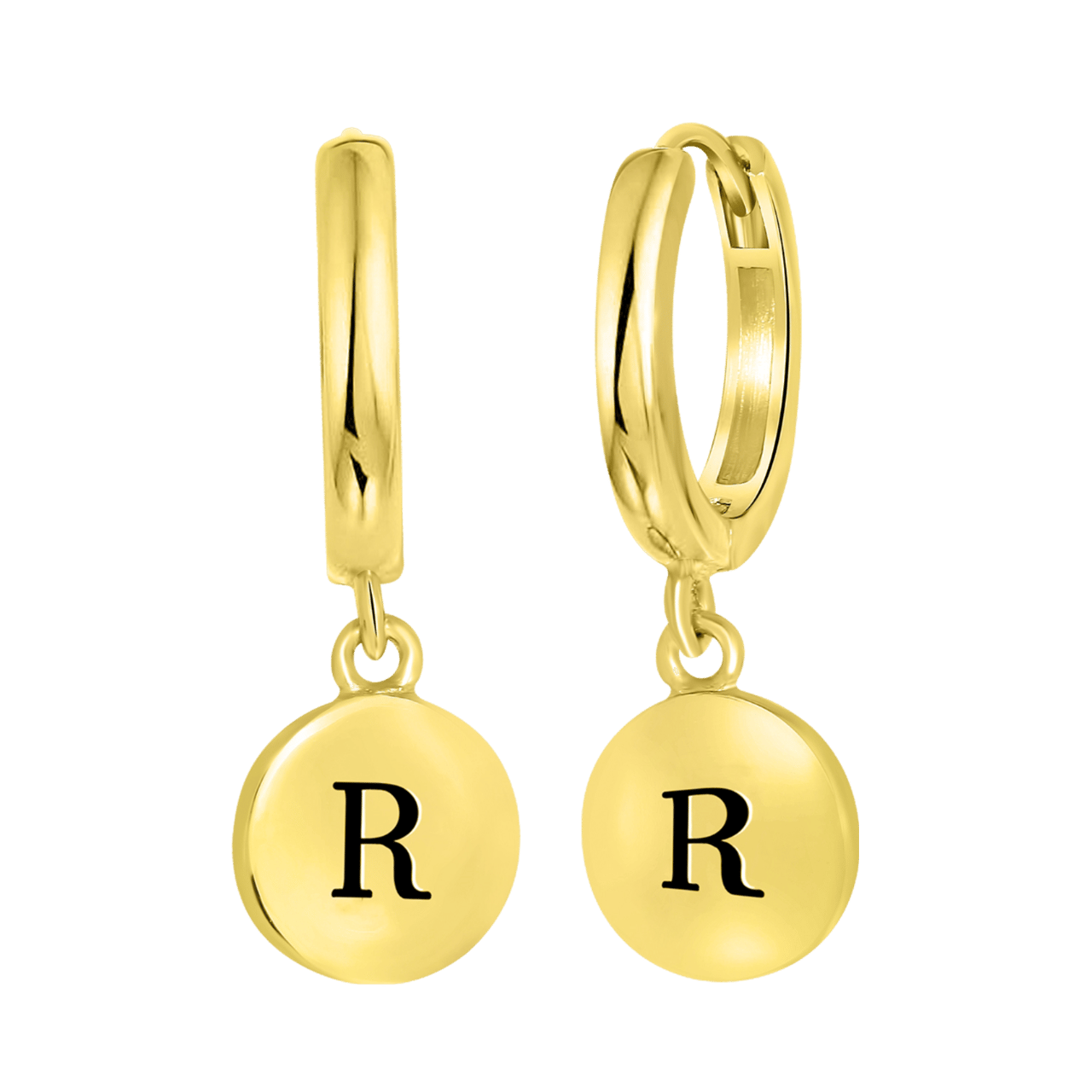 Zilveren oorringen alfabet goldplated