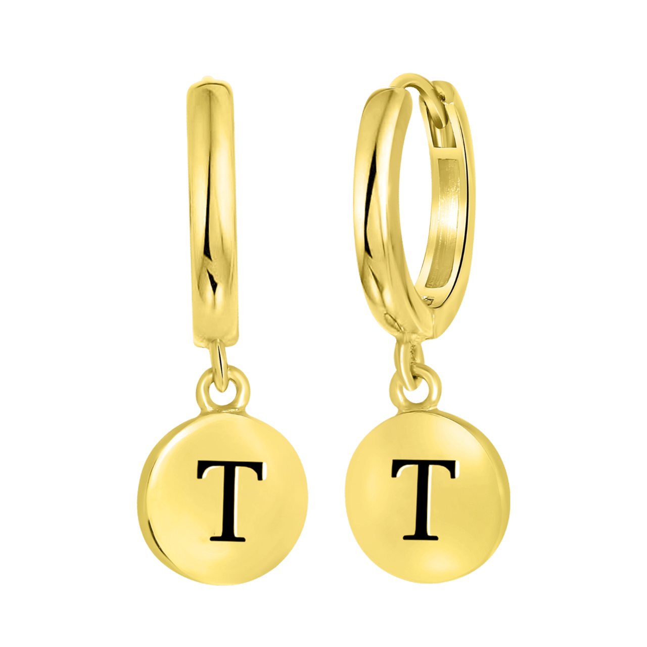 Zilveren oorringen alfabet goldplated