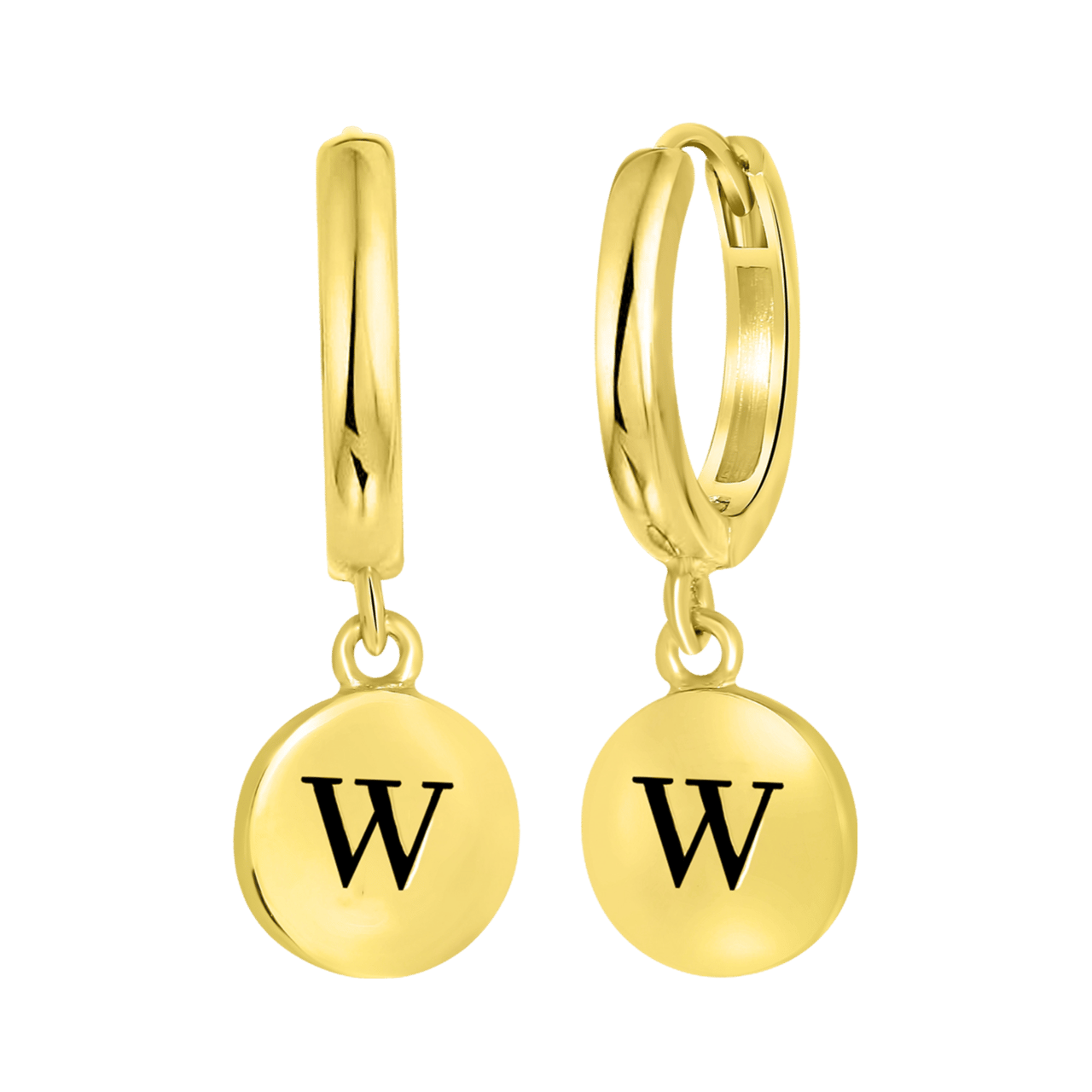 Zilveren goldplated oorringen met letterhanger voor dames