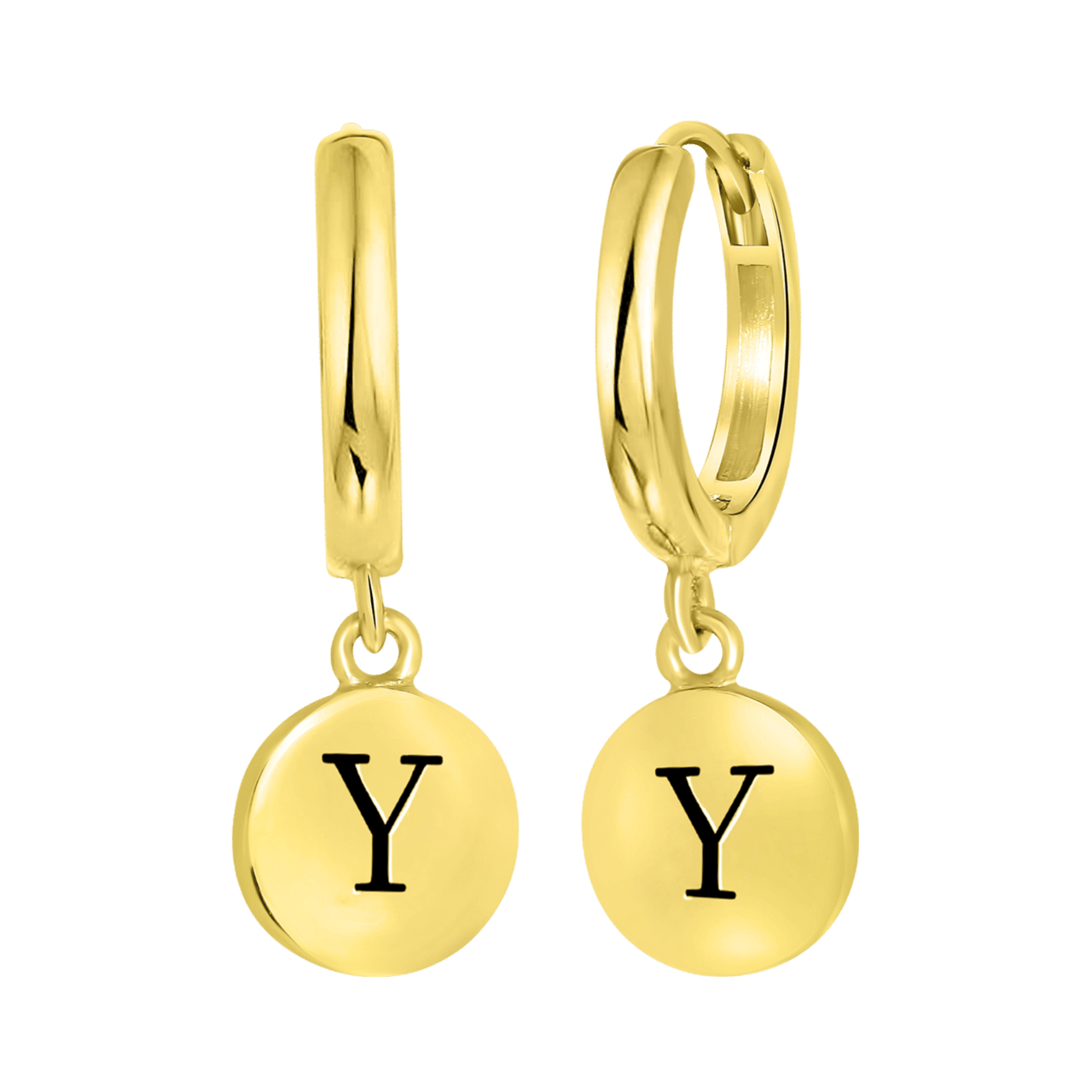 Zilveren oorringen alfabet goldplated