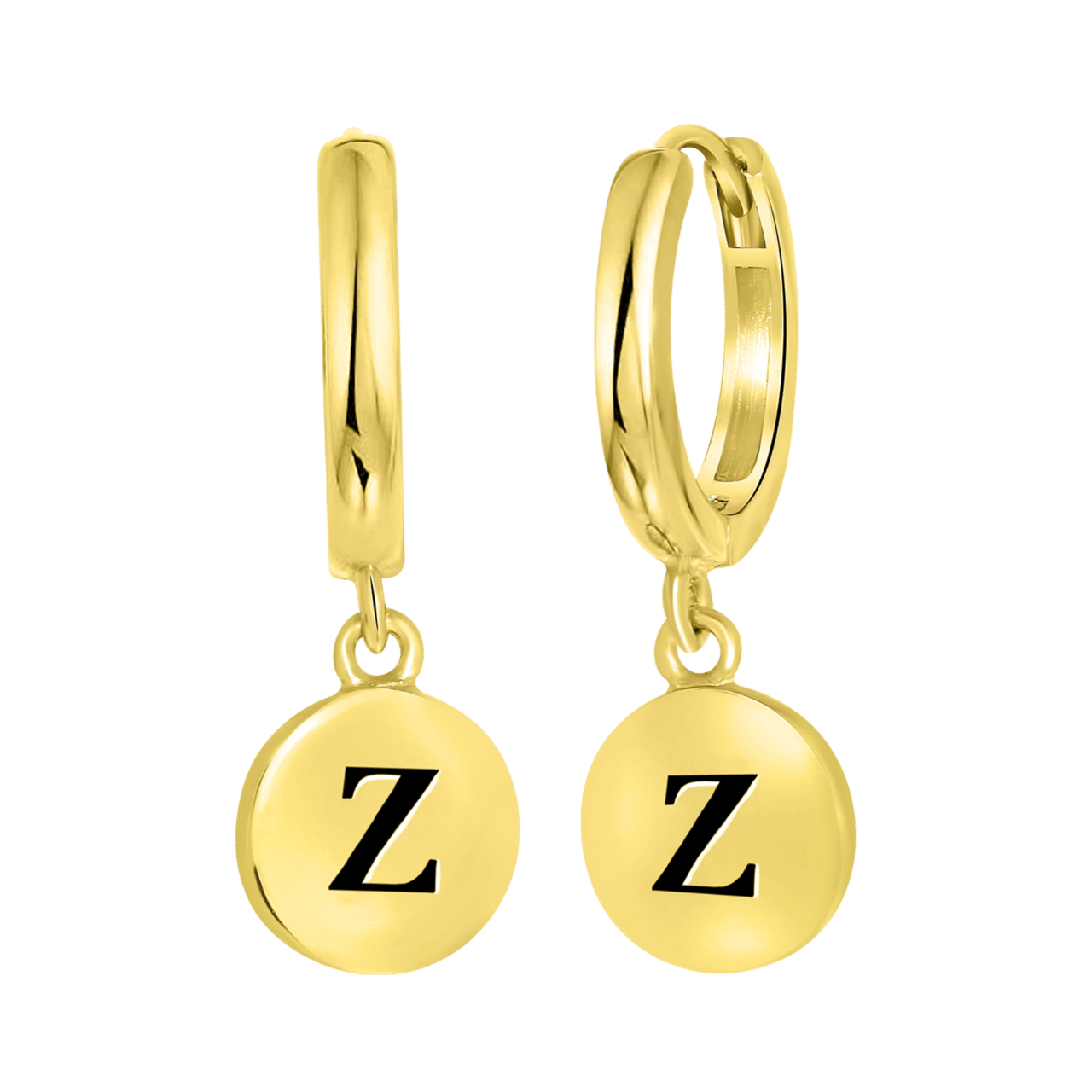 Zilveren oorringen alfabet goldplated
