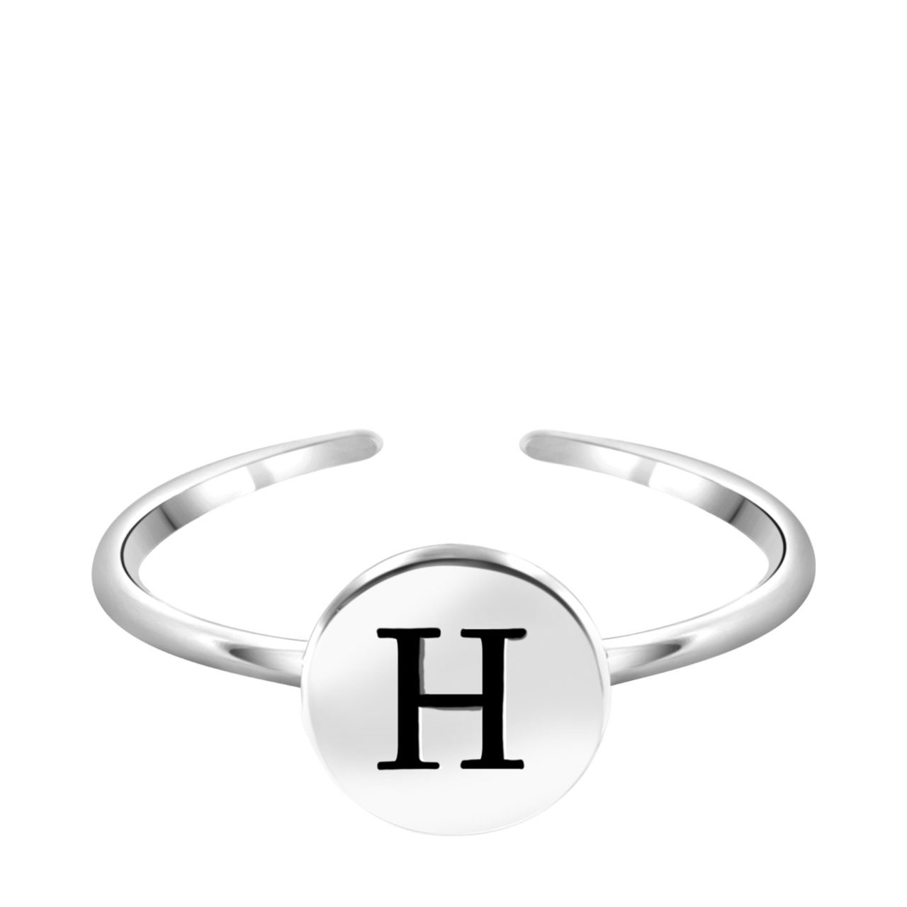 Silberfarbener Bijoux-Ring, Herz mit Initialen