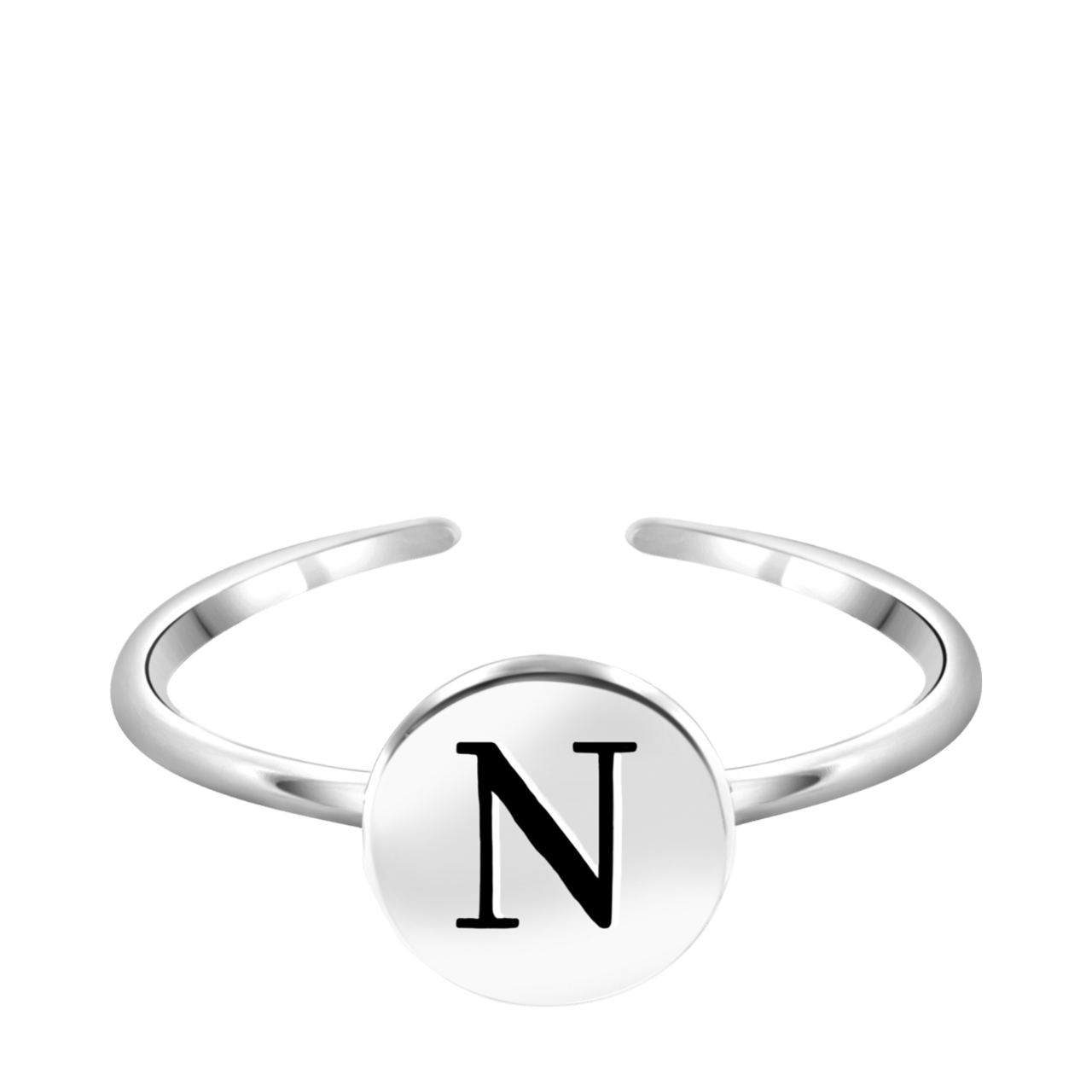 Zilveren ring alfabet verstelbaar rhodiumplated