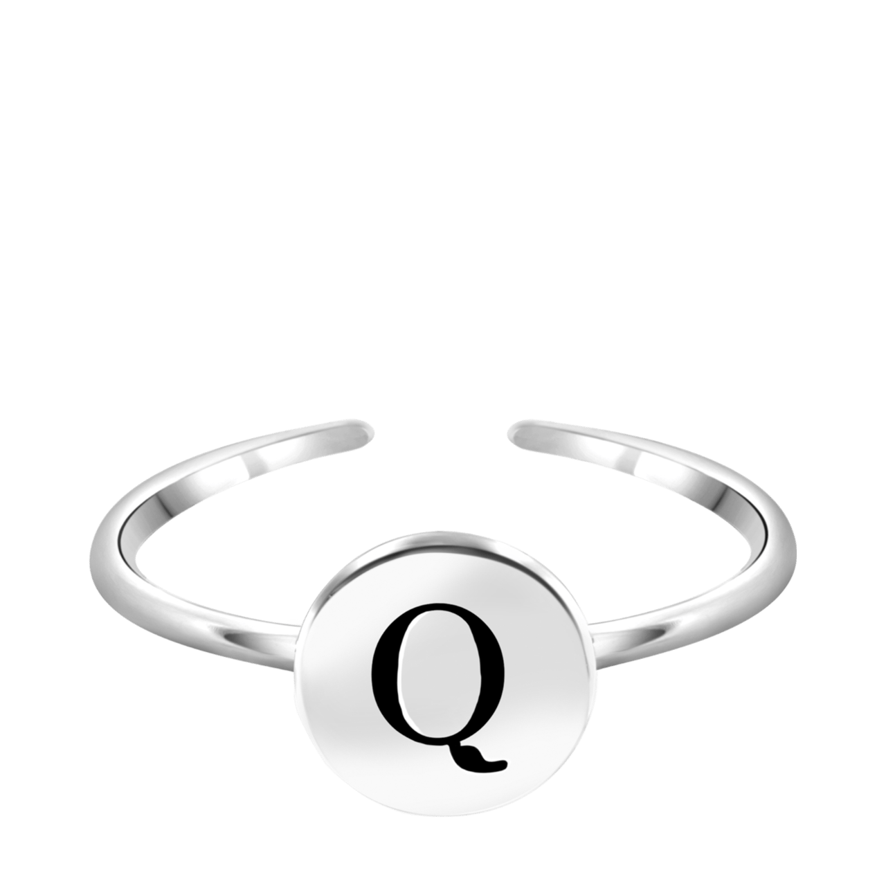 Zilveren ring alfabet verstelbaar rhodiumplated