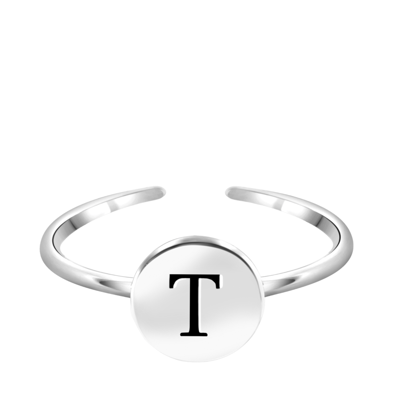 Zilveren ring alfabet verstelbaar rhodiumplated