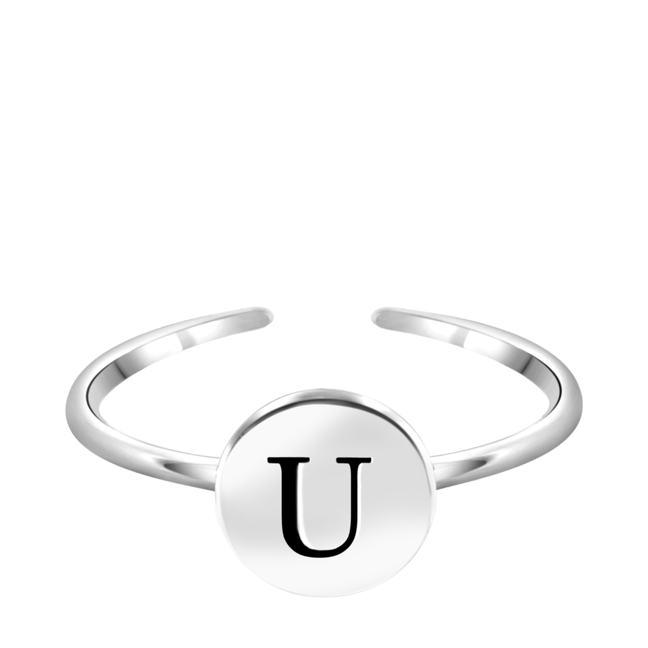 Zilveren ring alfabet verstelbaar rhodiumplated
