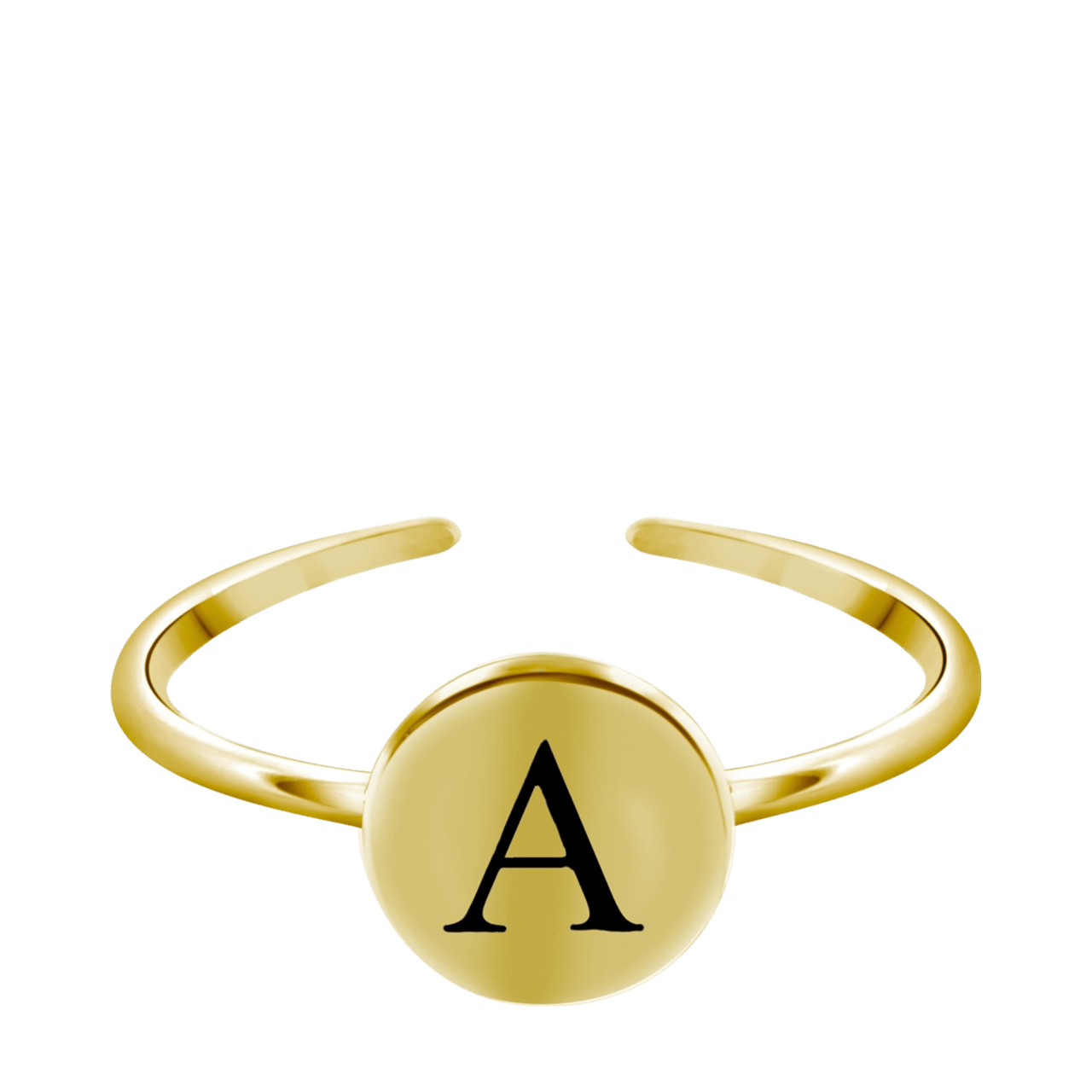 Zilveren ring alfabet verstelbaar goldplated