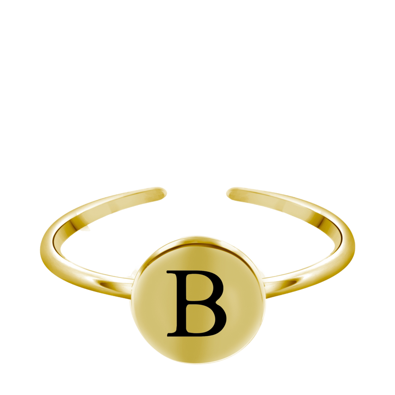 Silberring Alphabet, verstellbar und vergoldet