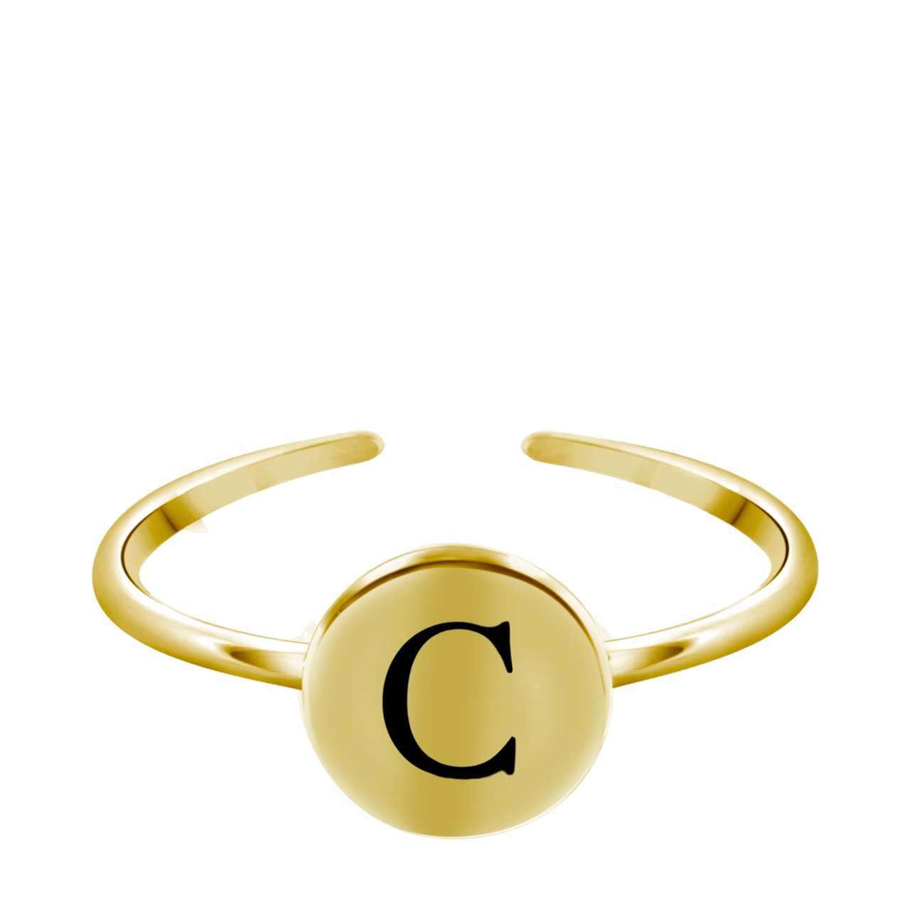 Zilveren ring alfabet verstelbaar goldplated