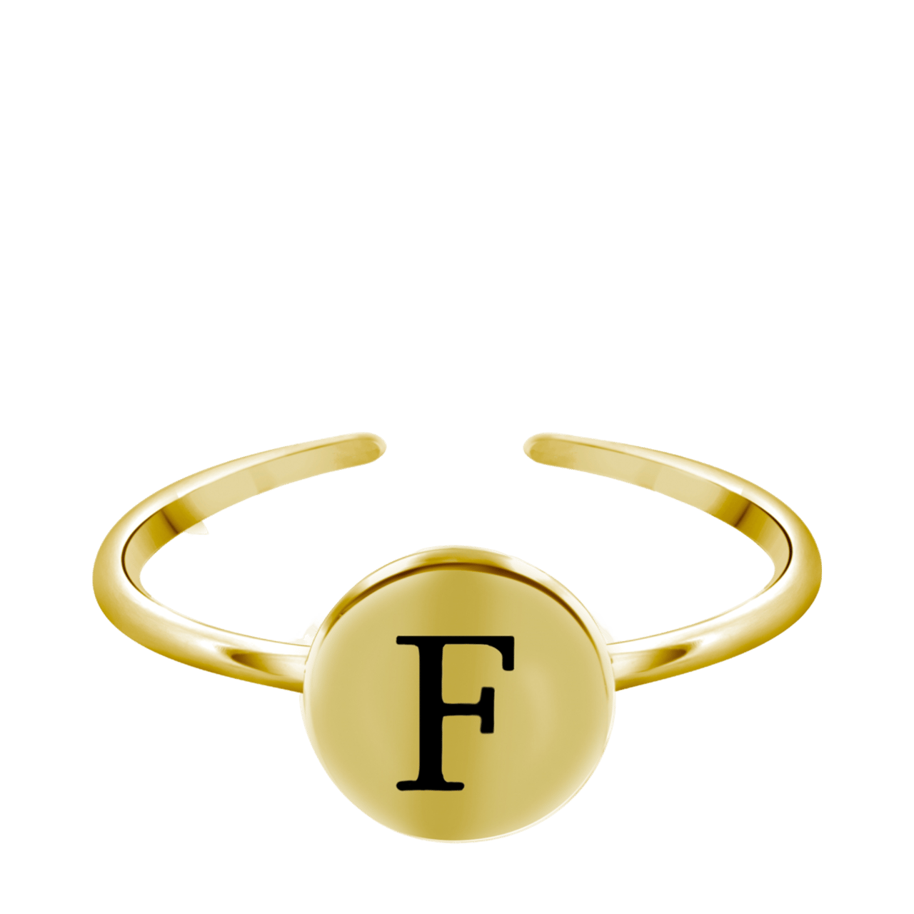 Zilveren ring alfabet verstelbaar goldplated