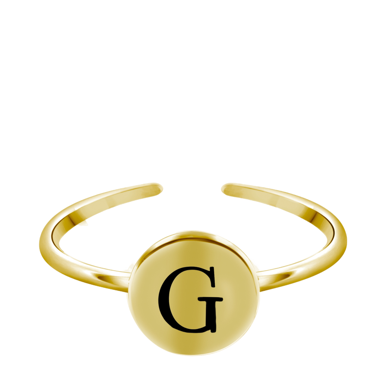 Zilveren ring alfabet verstelbaar goldplated