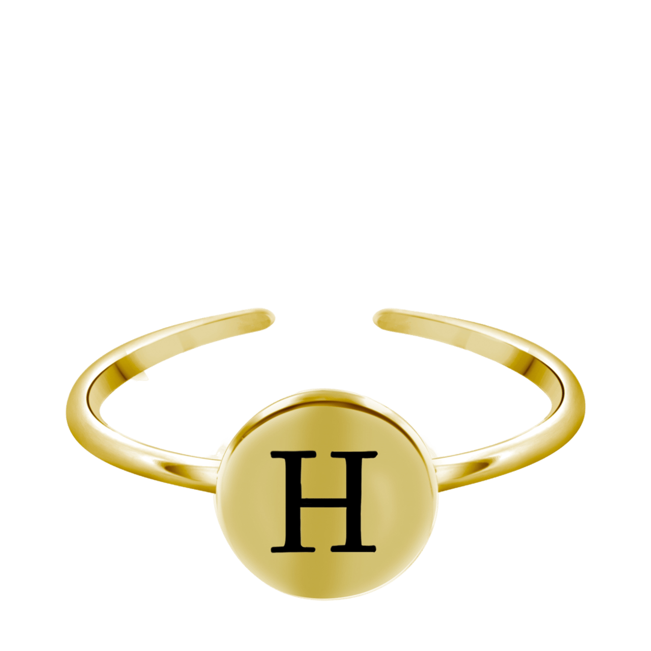Zilveren ring alfabet verstelbaar goldplated