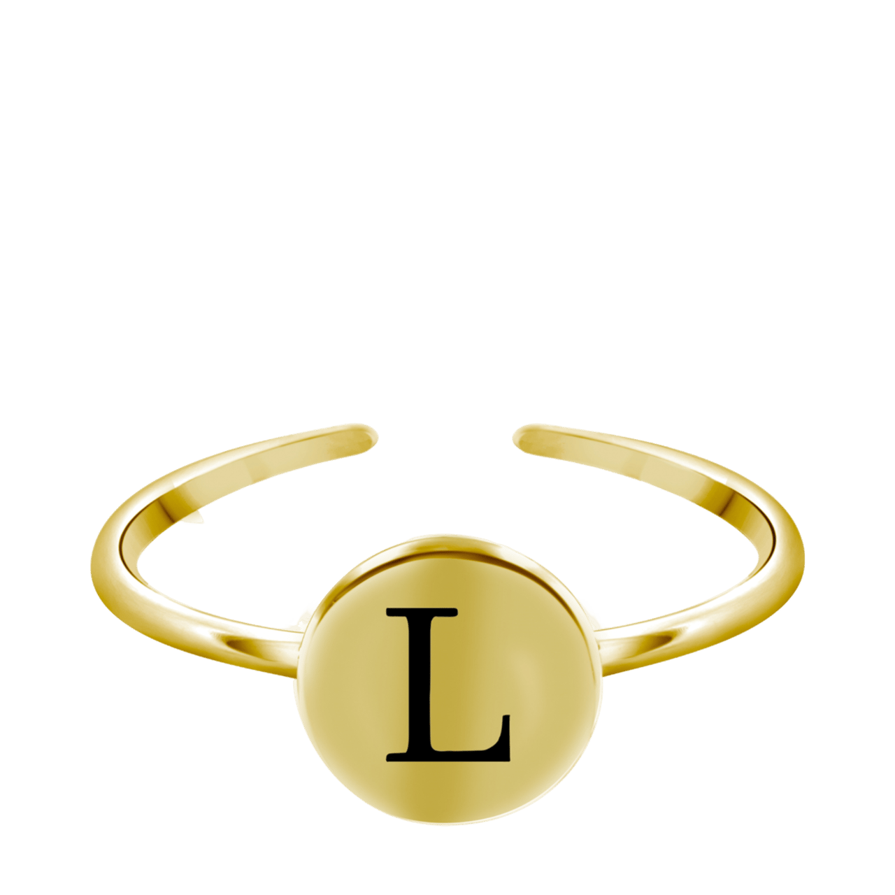 Zilveren ring alfabet verstelbaar goldplated