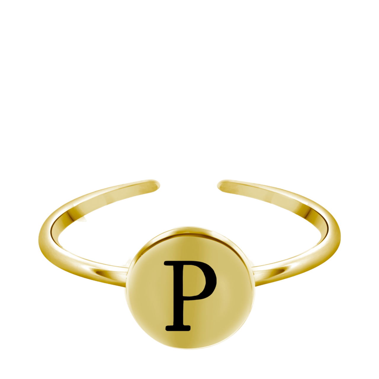 Zilveren ring alfabet verstelbaar goldplated