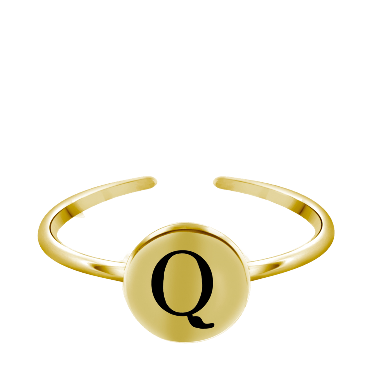 Zilveren ring alfabet verstelbaar goldplated