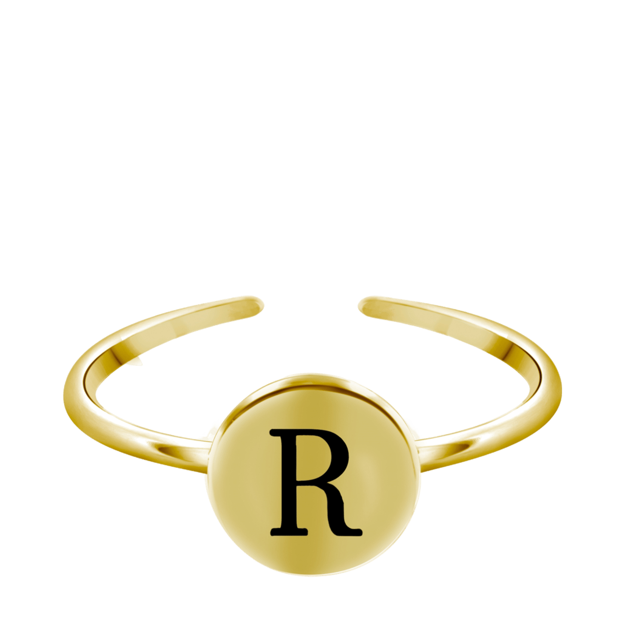 Zilveren ring alfabet verstelbaar goldplated