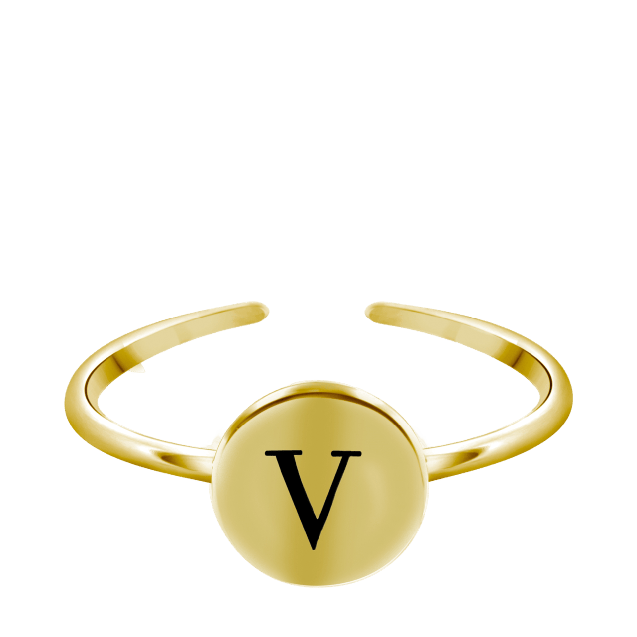 Zilveren ring alfabet verstelbaar goldplated