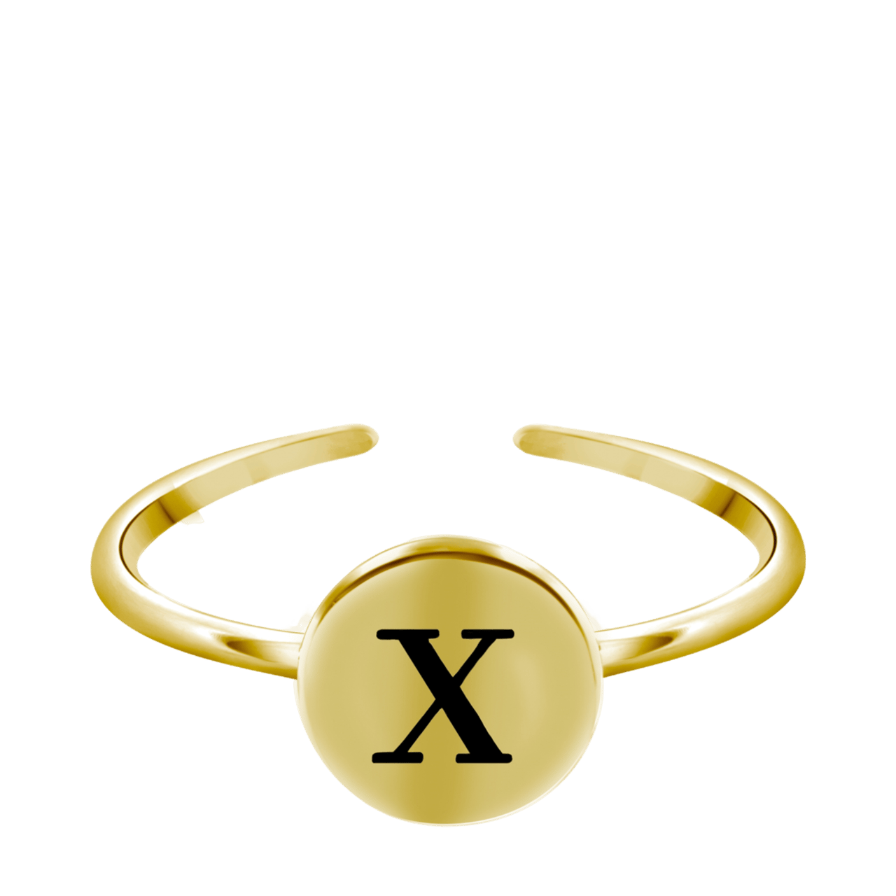 Zilveren ring alfabet verstelbaar goldplated