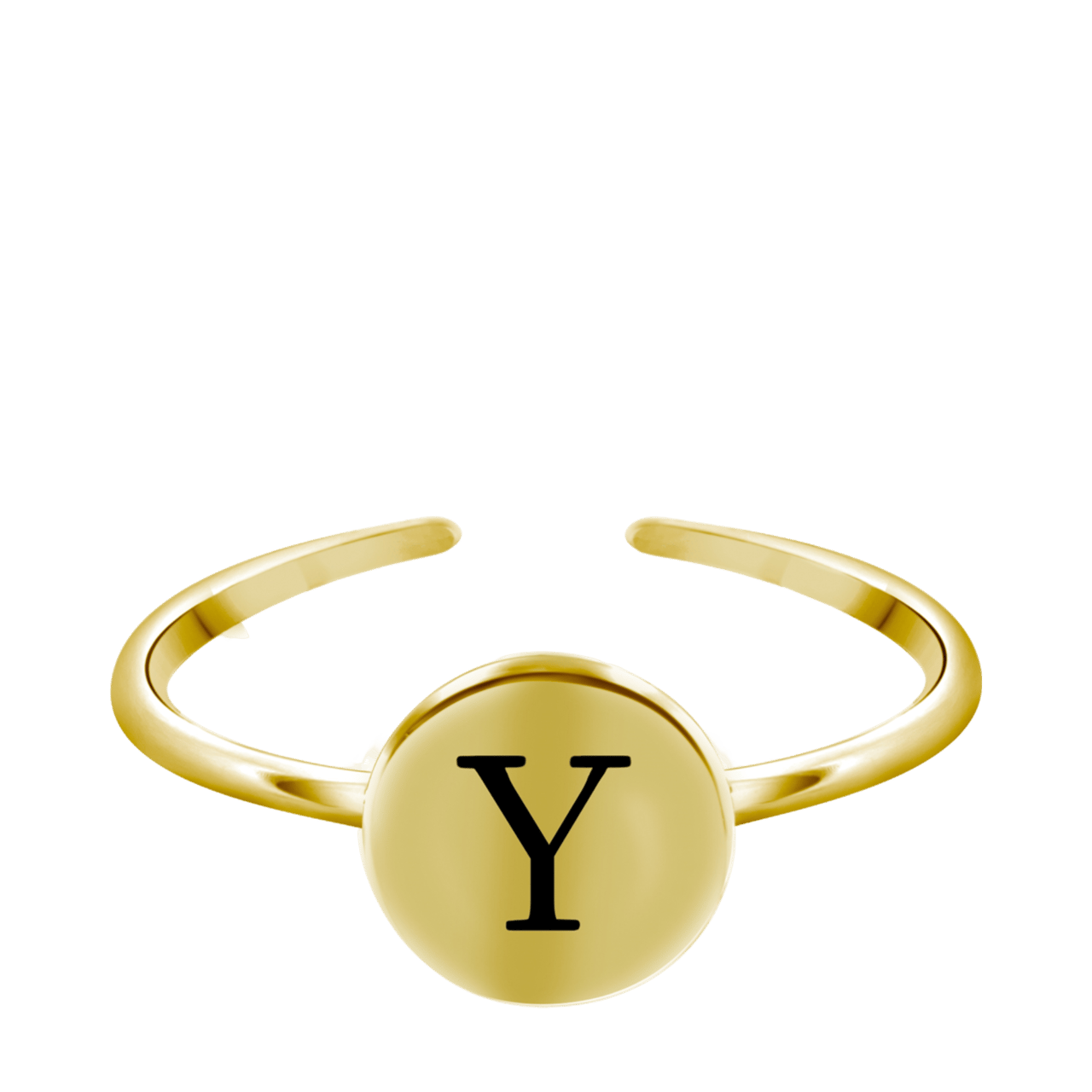 Zilveren ring alfabet verstelbaar goldplated