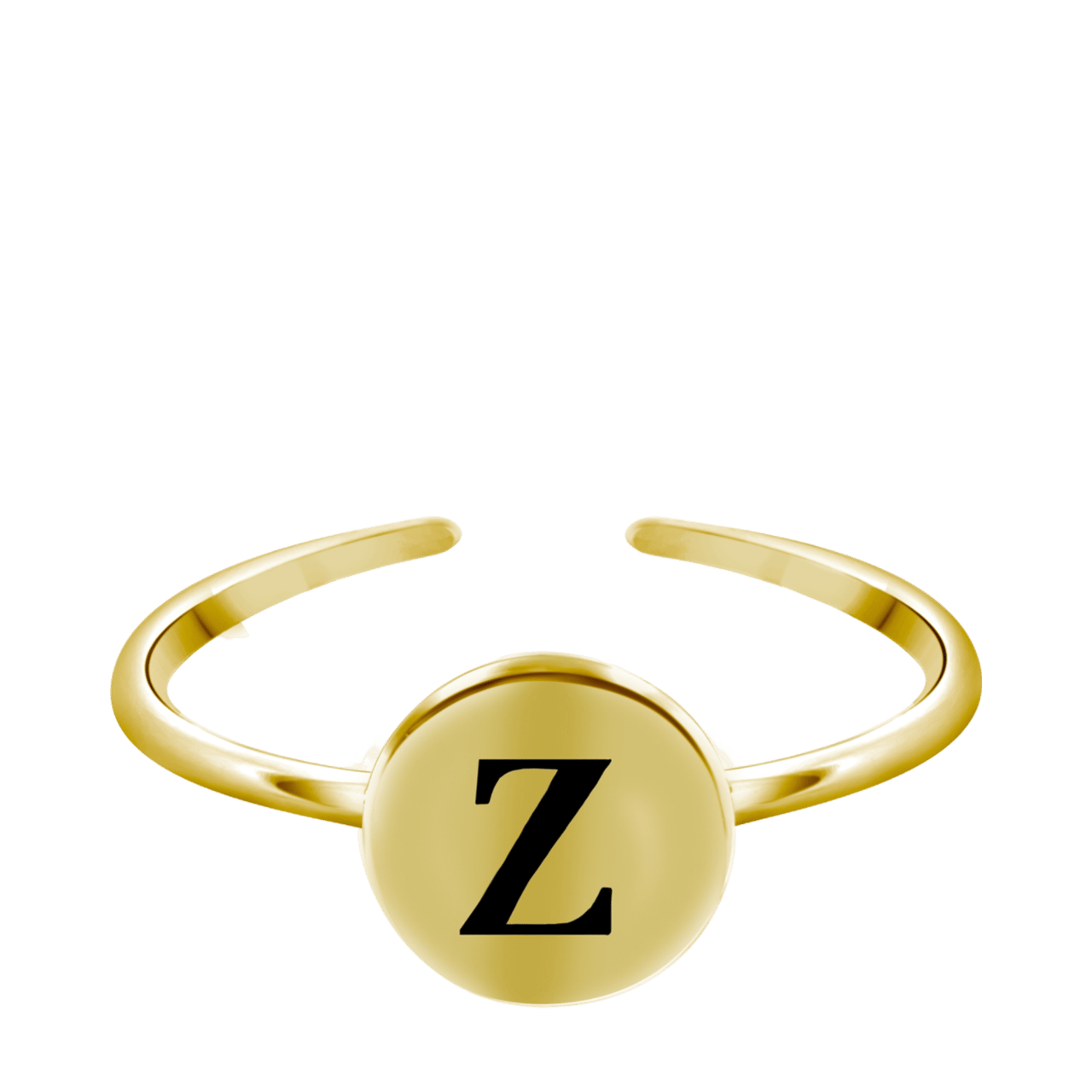 Zilveren ring alfabet verstelbaar goldplated