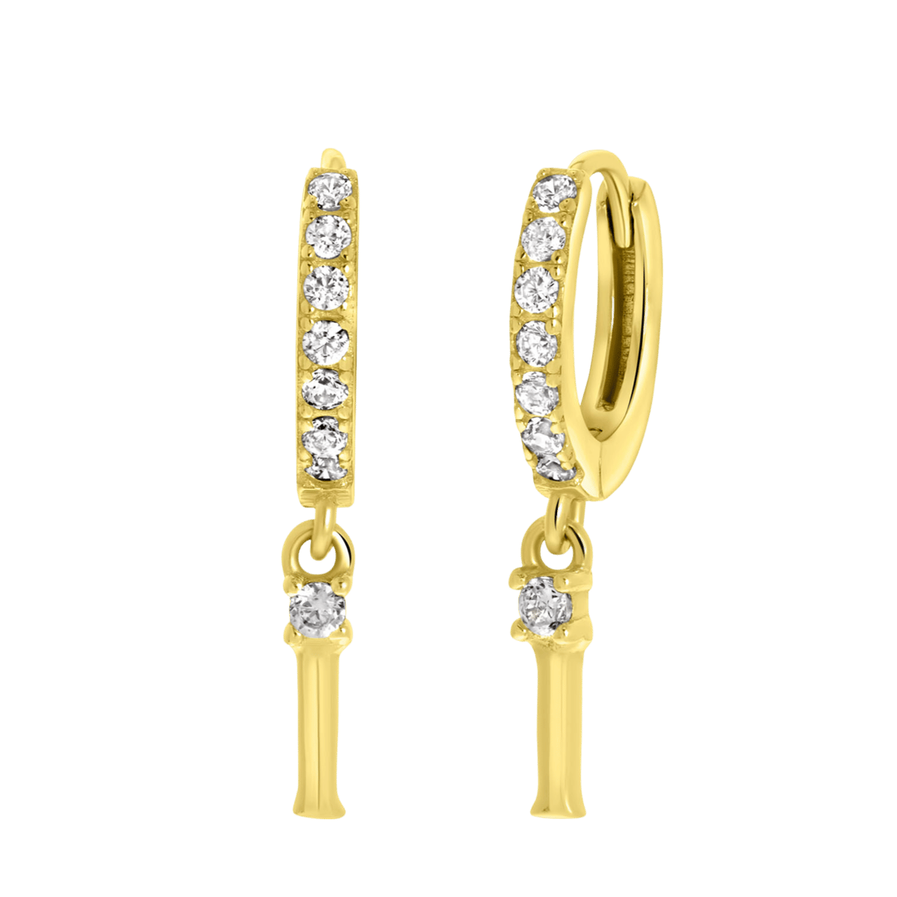 Zilveren goldplated oorringen met letterhanger met zirkonia voor dames