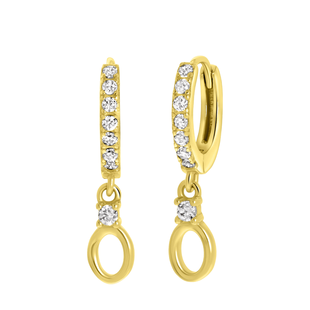 Zilveren goldplated oorringen met letterhanger met zirkonia voor dames