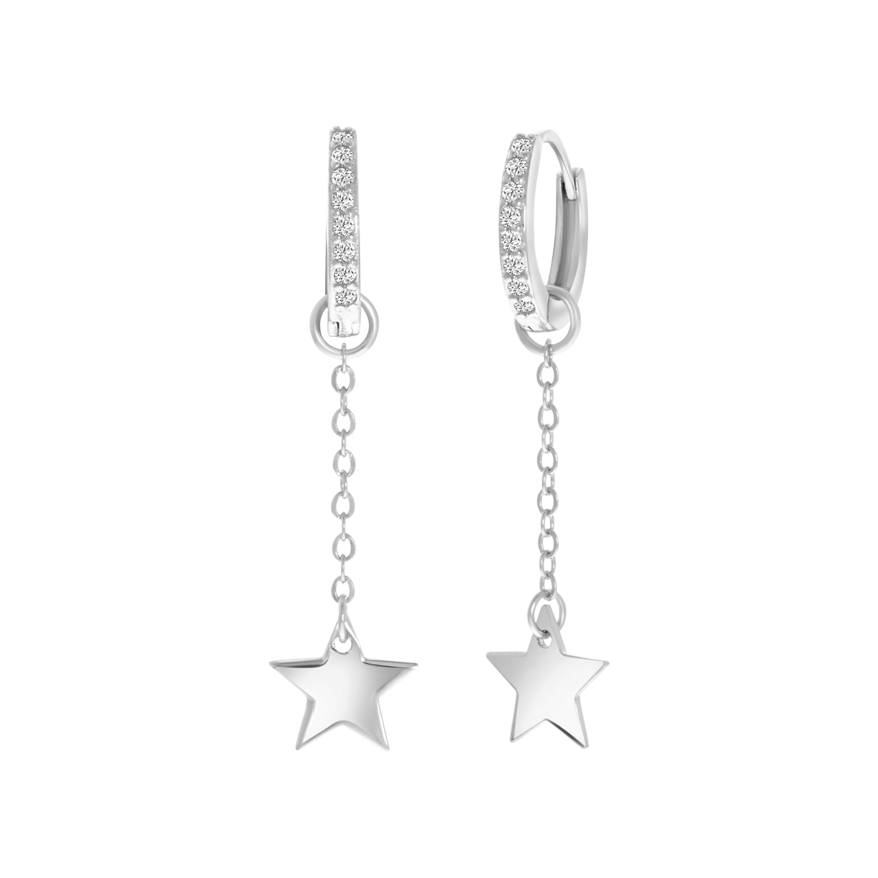 Ohrringe, 925 Silber, Gravurstern mit Zirkonia